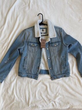 Light Blue Denim Sherpa Jacket